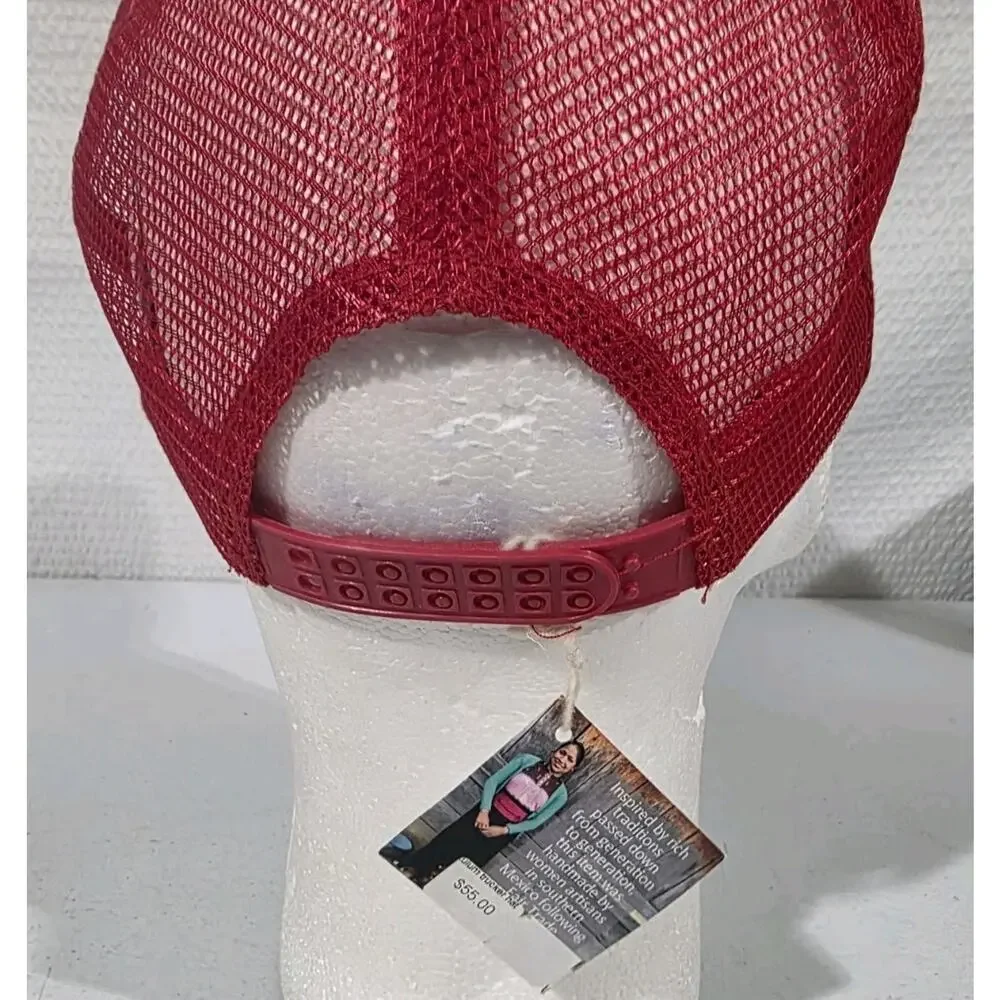 Mexican Hand Embroidered Floral Trucker Hat Chiapas Oaxaca Folk Art Adjustable